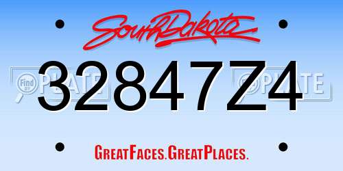 32847Z4 South Dakota License Plate