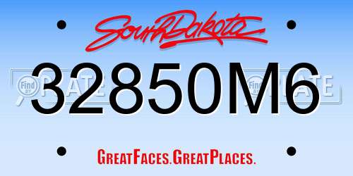 32850M6 South Dakota License Plate