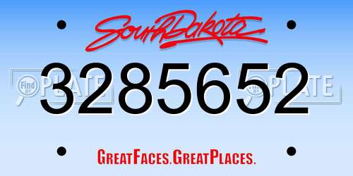 3285652 South Dakota License Plate