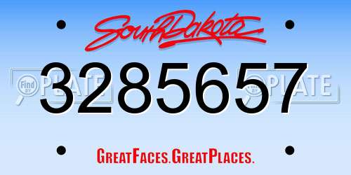3285657 South Dakota License Plate