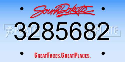 3285682 South Dakota License Plate