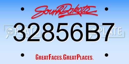 32856B7 South Dakota License Plate