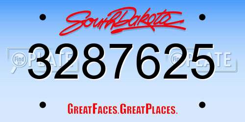 3287625 South Dakota License Plate