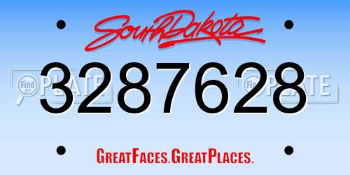 3287628 South Dakota License Plate