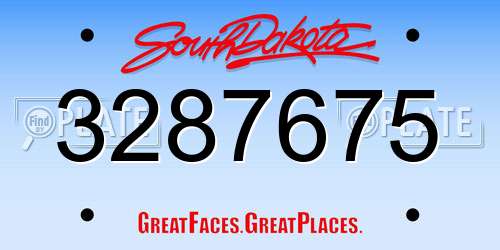 3287675 South Dakota License Plate