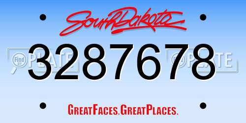 3287678 South Dakota License Plate