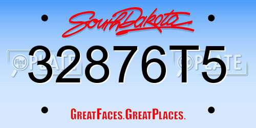32876T5 South Dakota License Plate