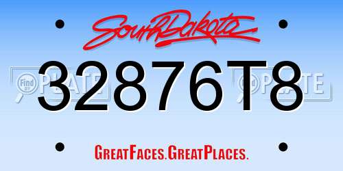 32876T8 South Dakota License Plate