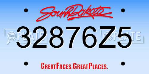 32876Z5 South Dakota License Plate