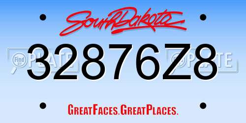 32876Z8 South Dakota License Plate