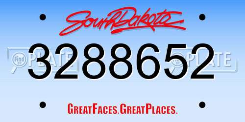 3288652 South Dakota License Plate