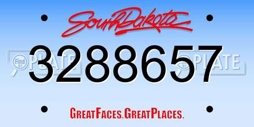 3288657 South Dakota License Plate