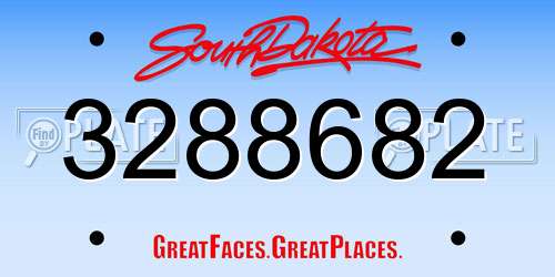 3288682 South Dakota License Plate