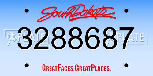 3288687 South Dakota License Plate