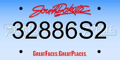 32886S2 South Dakota License Plate