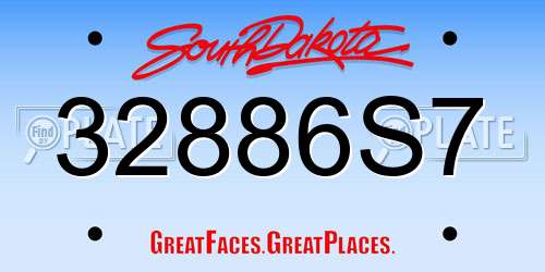 32886S7 South Dakota License Plate