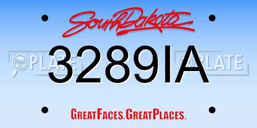 3289IA South Dakota License Plate
