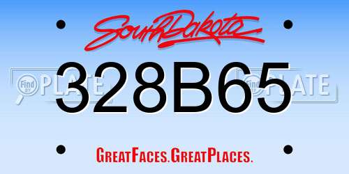 328B65 South Dakota License Plate