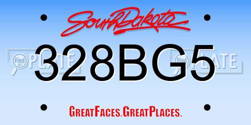 328BG5 South Dakota License Plate