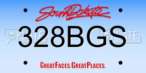328BGS South Dakota License Plate