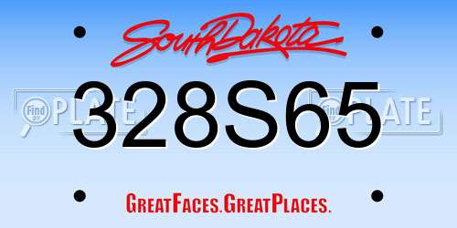 328S65 South Dakota License Plate