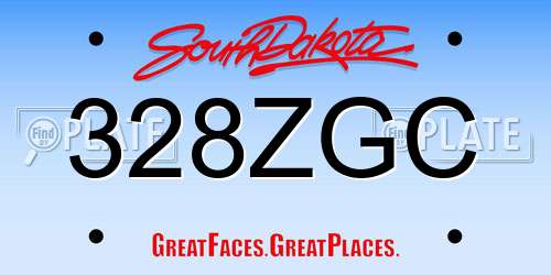 328ZGC South Dakota License Plate
