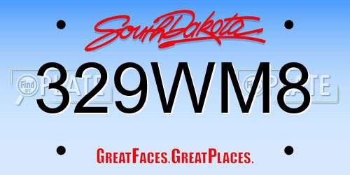 329WM8 South Dakota License Plate