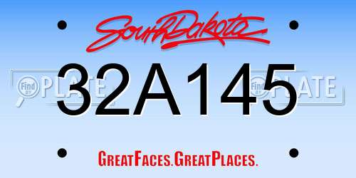 32A145 South Dakota License Plate