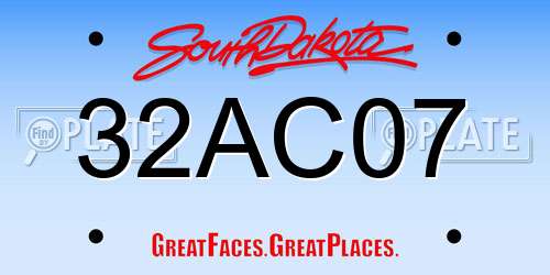 32AC07 South Dakota License Plate
