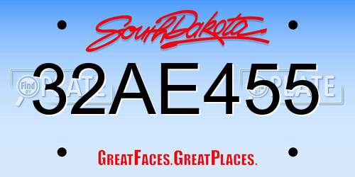 32AE455 South Dakota License Plate