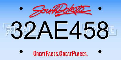 32AE458 South Dakota License Plate
