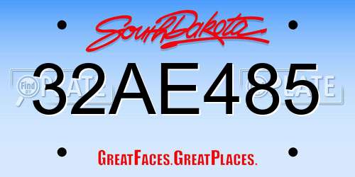 32AE485 South Dakota License Plate