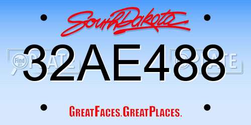 32AE488 South Dakota License Plate