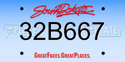 32B667 South Dakota License Plate