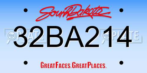 32BA214 South Dakota License Plate