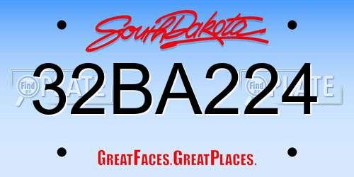 32BA224 South Dakota License Plate