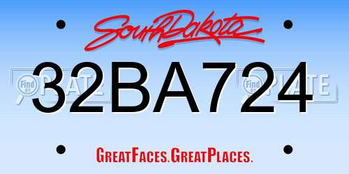 32BA724 South Dakota License Plate