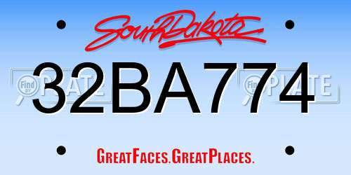 32BA774 South Dakota License Plate