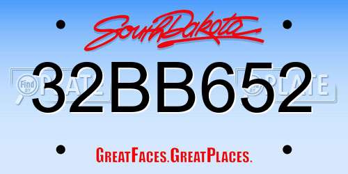 32BB652 South Dakota License Plate