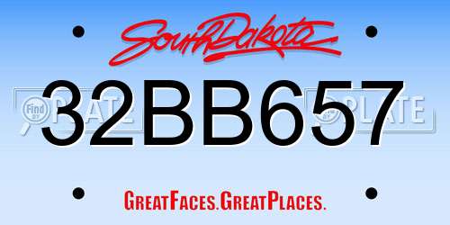32BB657 South Dakota License Plate