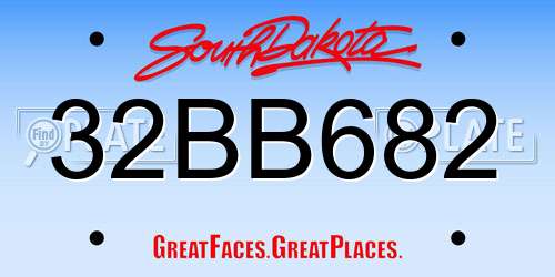 32BB682 South Dakota License Plate