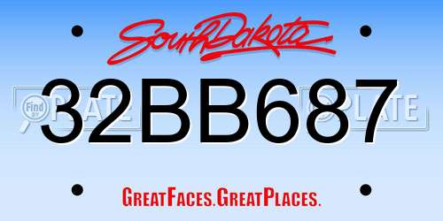 32BB687 South Dakota License Plate