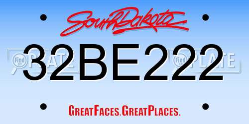 32BE222 South Dakota License Plate