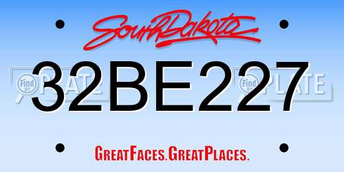 32BE227 South Dakota License Plate