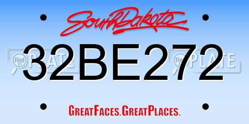 32BE272 South Dakota License Plate
