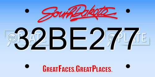 32BE277 South Dakota License Plate