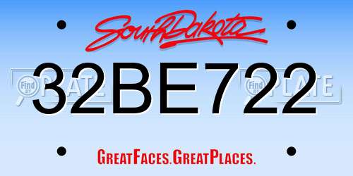 32BE722 South Dakota License Plate