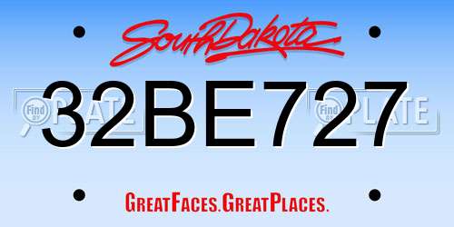 32BE727 South Dakota License Plate