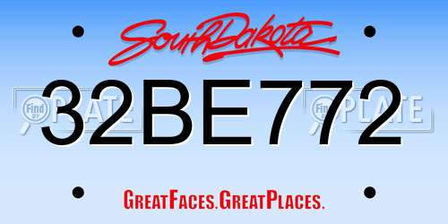 32BE772 South Dakota License Plate