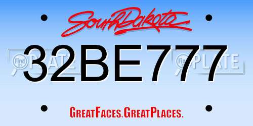 32BE777 South Dakota License Plate